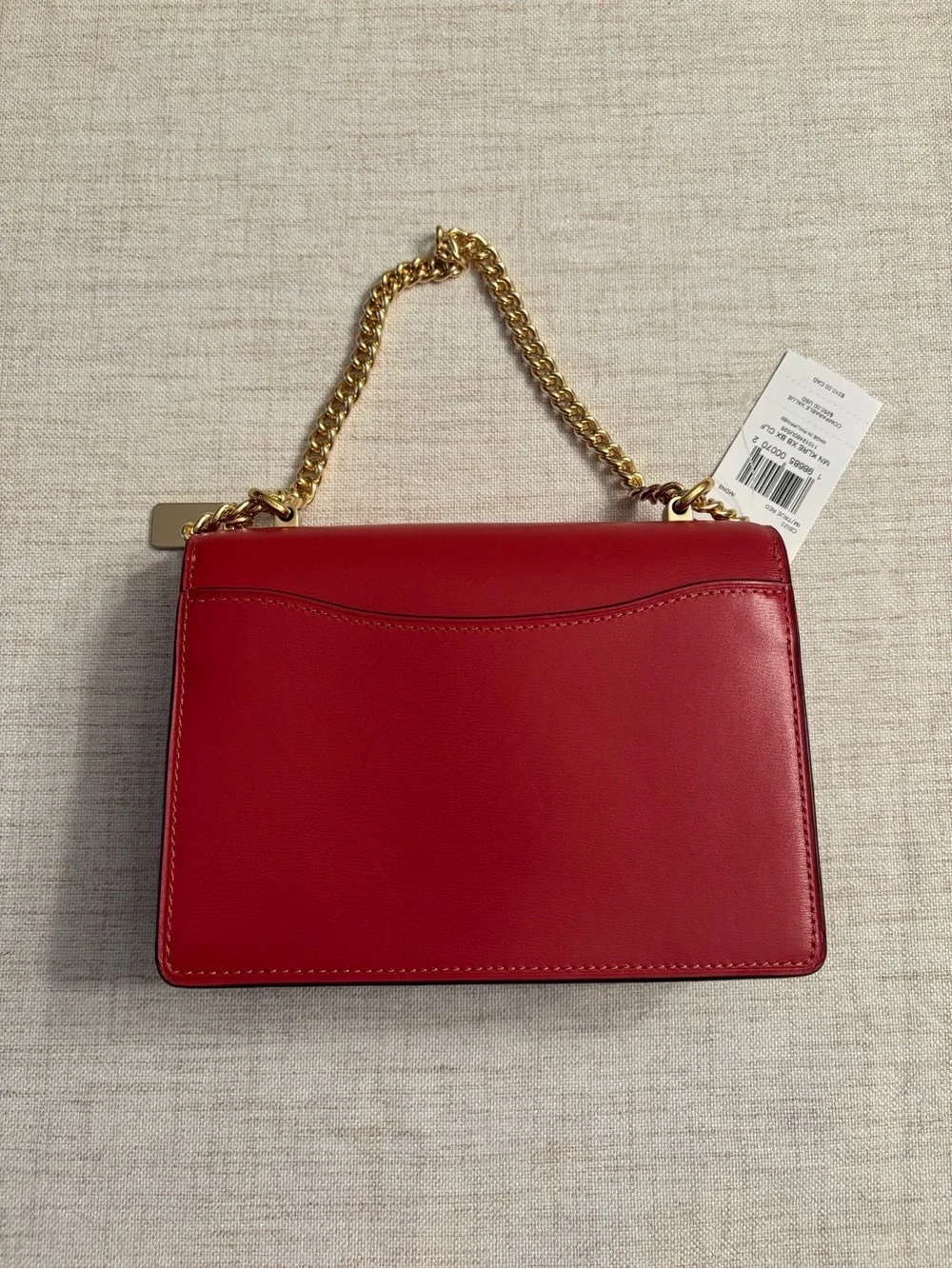 Coach Red Leather Crossbody with Gold Chain Handle True Red NWT